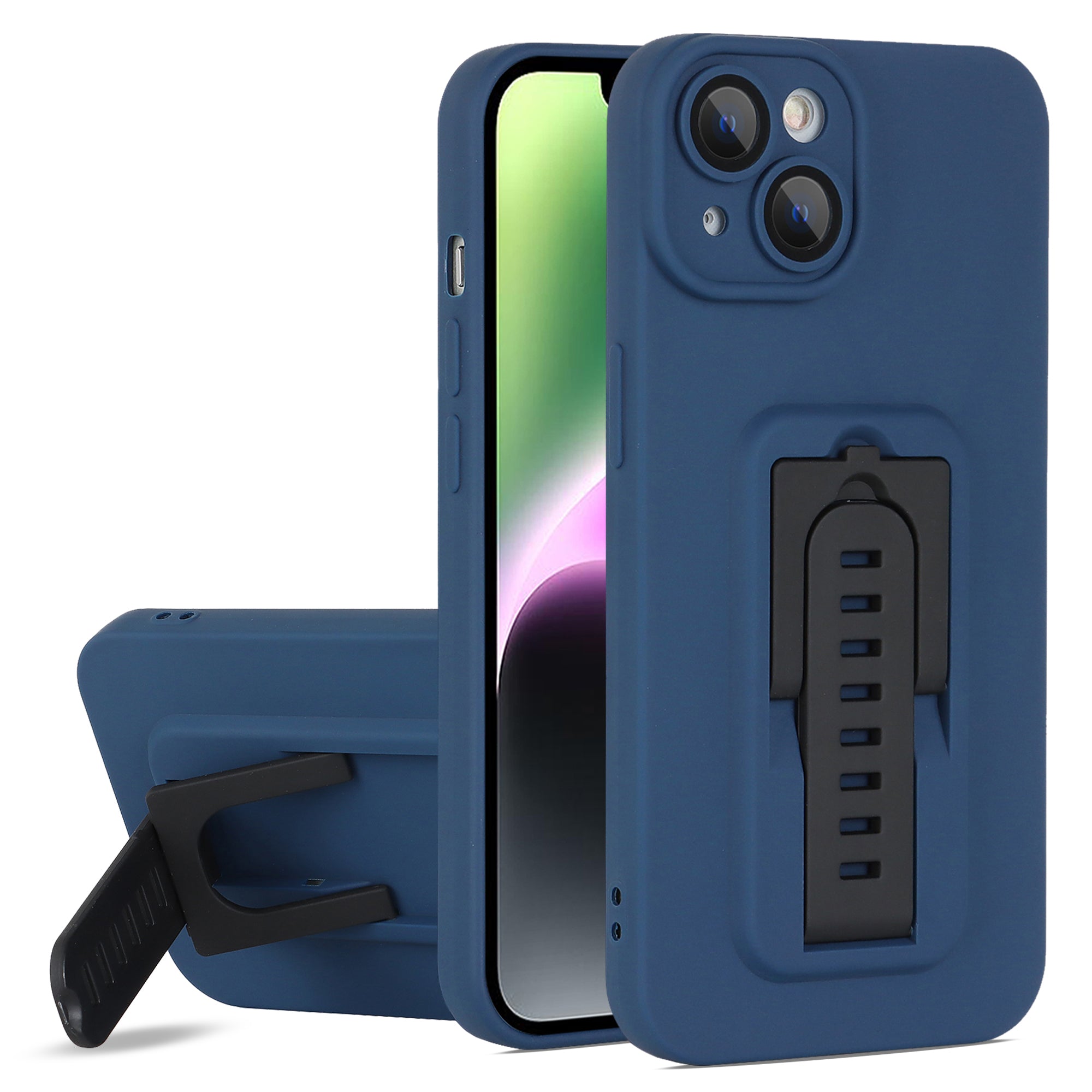 Hard Phone Cover for iPhone 14 Adjustable Kickstand Phone Case Shell with Glass Camera Film Hard Phone Cover for iPhone 14 Adjustable Kickstand Phone Case Shell with Glass Camera Film